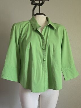 Lane Bryant Lime Green Button-Down Collared Shirt